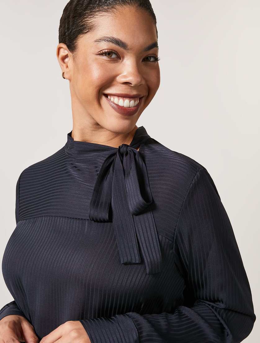 Bluse aus fließendem Stoff - Dunkelblau - Marina Rinaldi - 2