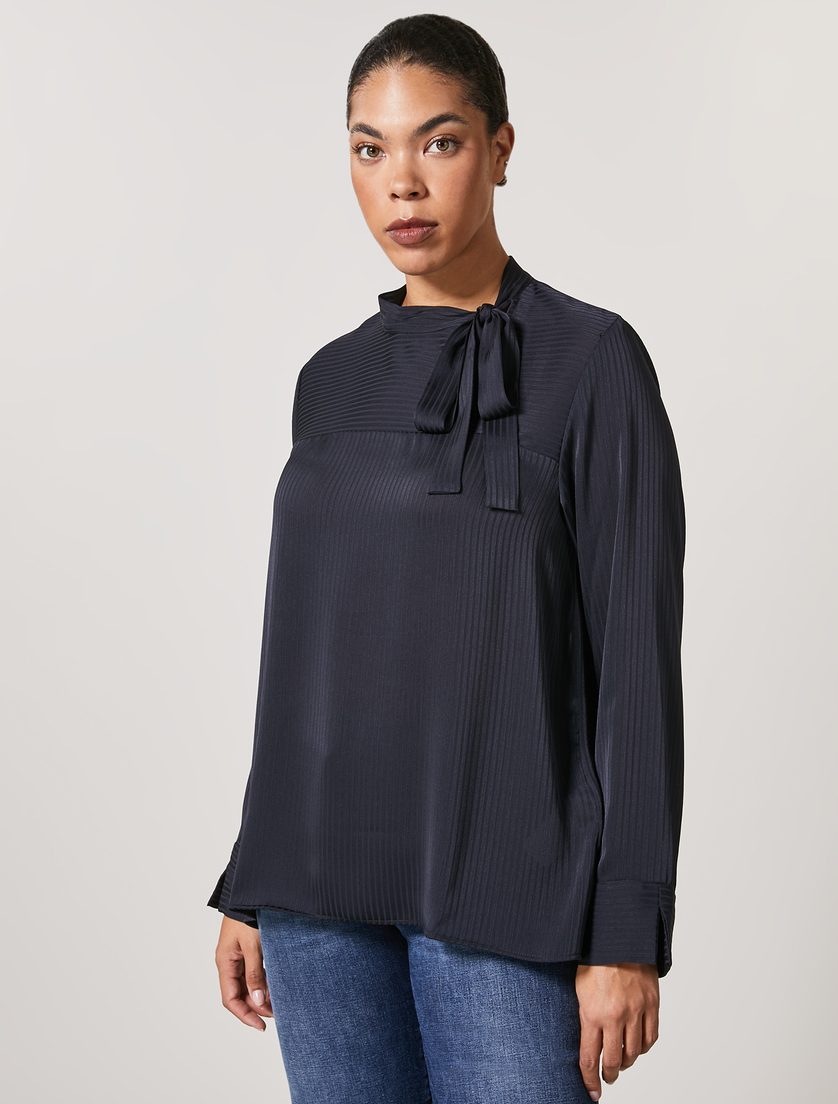 Bluse aus fließendem Stoff - Dunkelblau - Marina Rinaldi