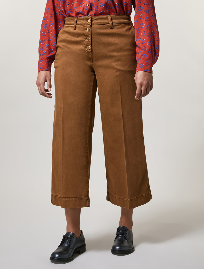 Cropped satin trousers - Brown - Marina Rinaldi - 2