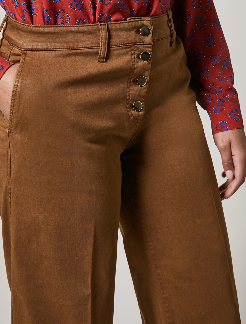 Cropped satin trousers - Brown - Marina Rinaldi - 3