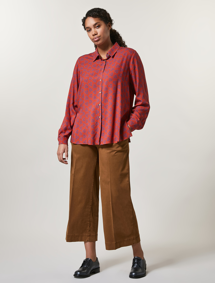 Cropped satin trousers - Brown - Marina Rinaldi