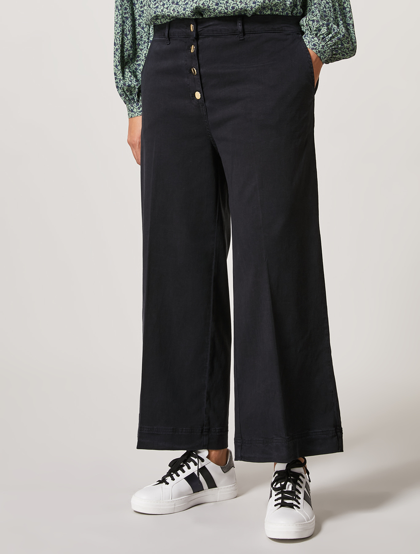 Cropped satin trousers - Dark navy - Marina Rinaldi - 2
