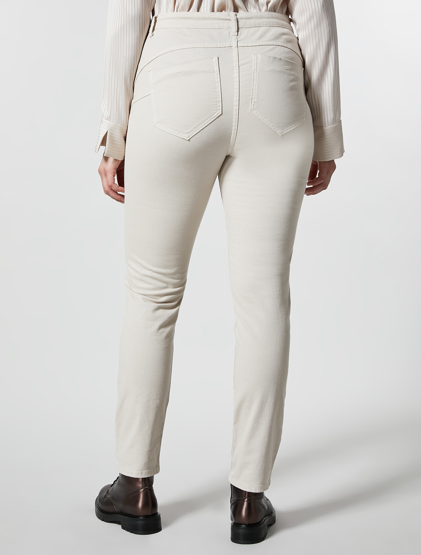 Shaping-fit gabardine trousers - Dark beige - Marina Rinaldi - 4