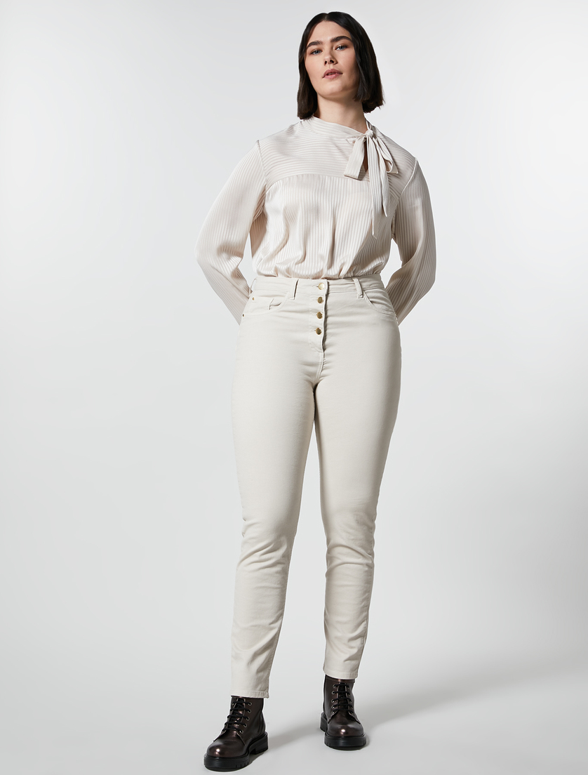 Shaping-fit gabardine trousers - Dark beige - Marina Rinaldi