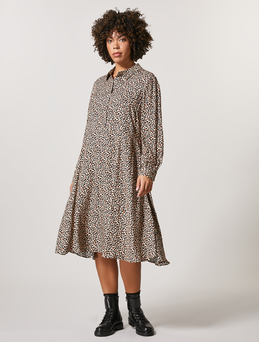Kleid aus bedruckter Viskose - Braun - Marina Rinaldi
