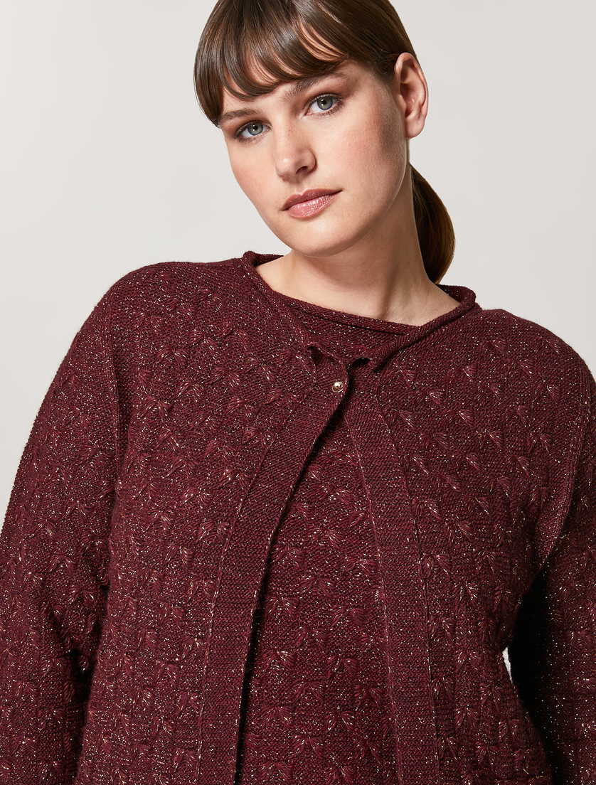 Wool and alpaca-blend cardigan - Purple - Marina Rinaldi - 2