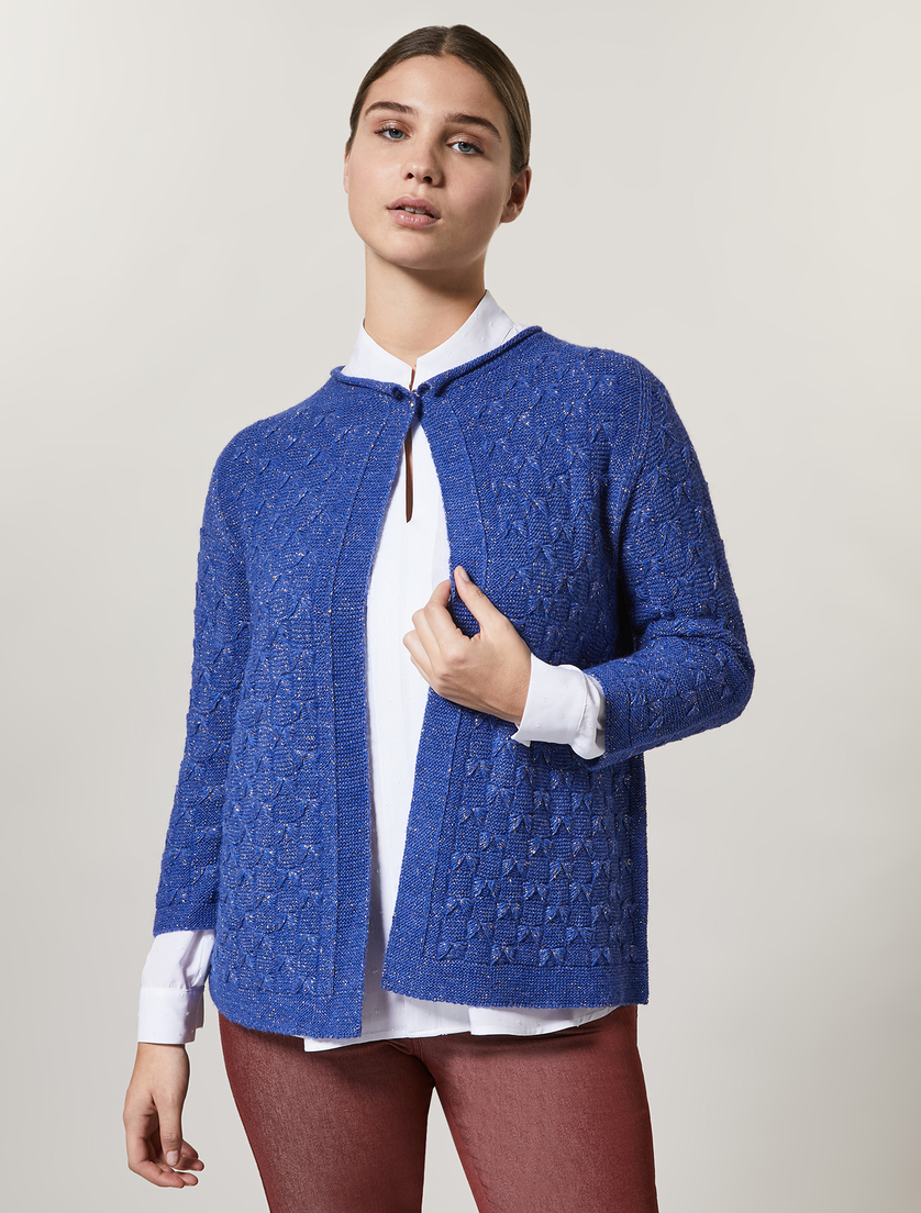 Cardigan aus Wollmix und Alpaka - Blau - Marina Rinaldi