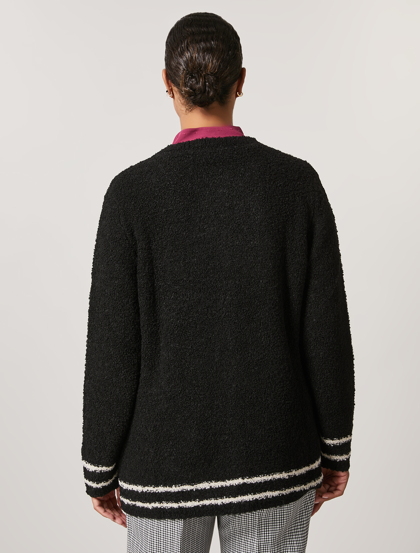 Wool-blend bouclé cardigan - Black - Marina Rinaldi - 3