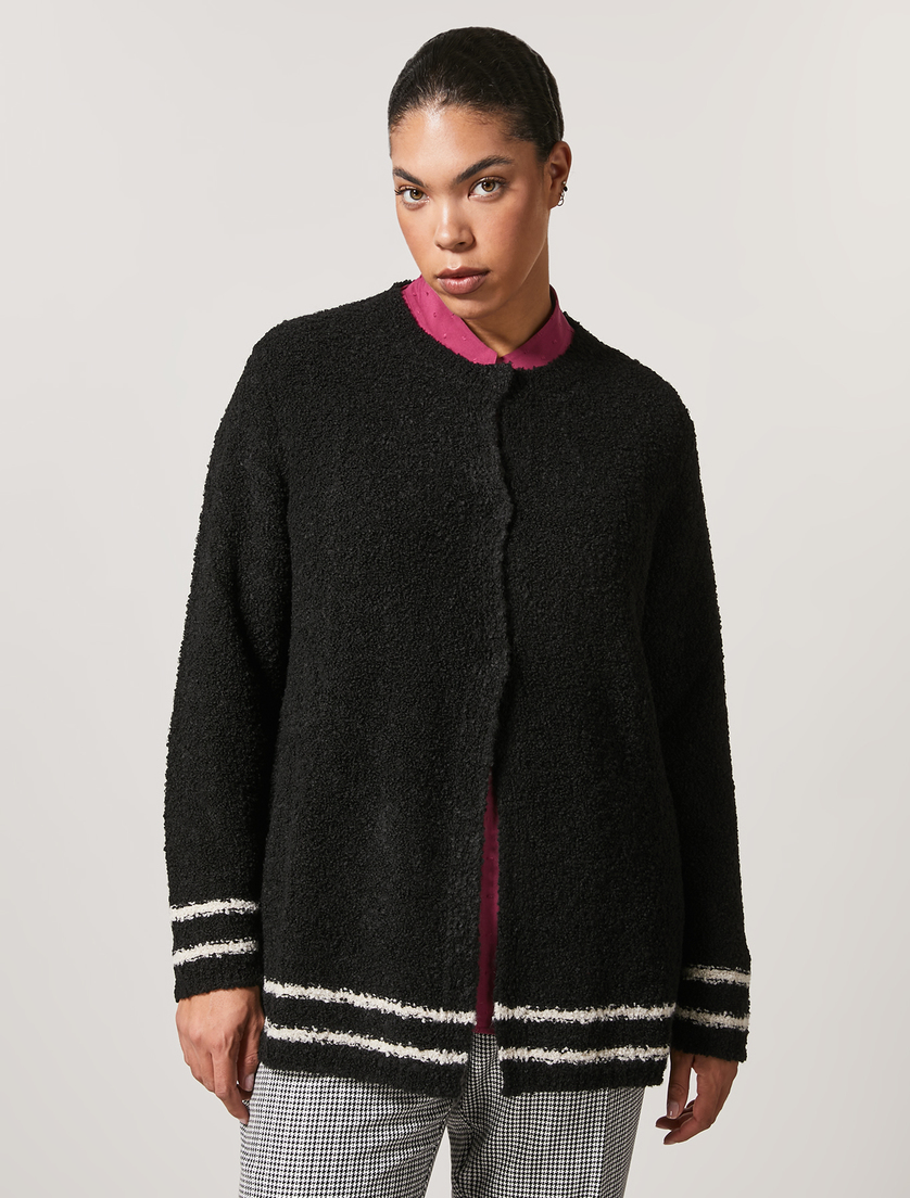 Wool-blend bouclé cardigan - Black - Marina Rinaldi