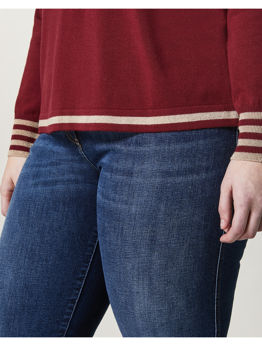Viscose polo-neck sweater - Bordeaux - Marina Rinaldi - 2
