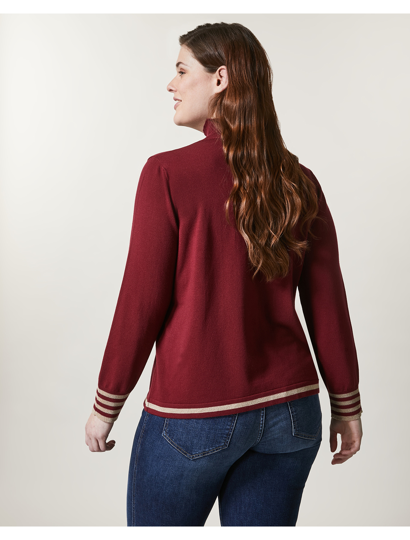 Viscose polo-neck sweater - Bordeaux - Marina Rinaldi - 3