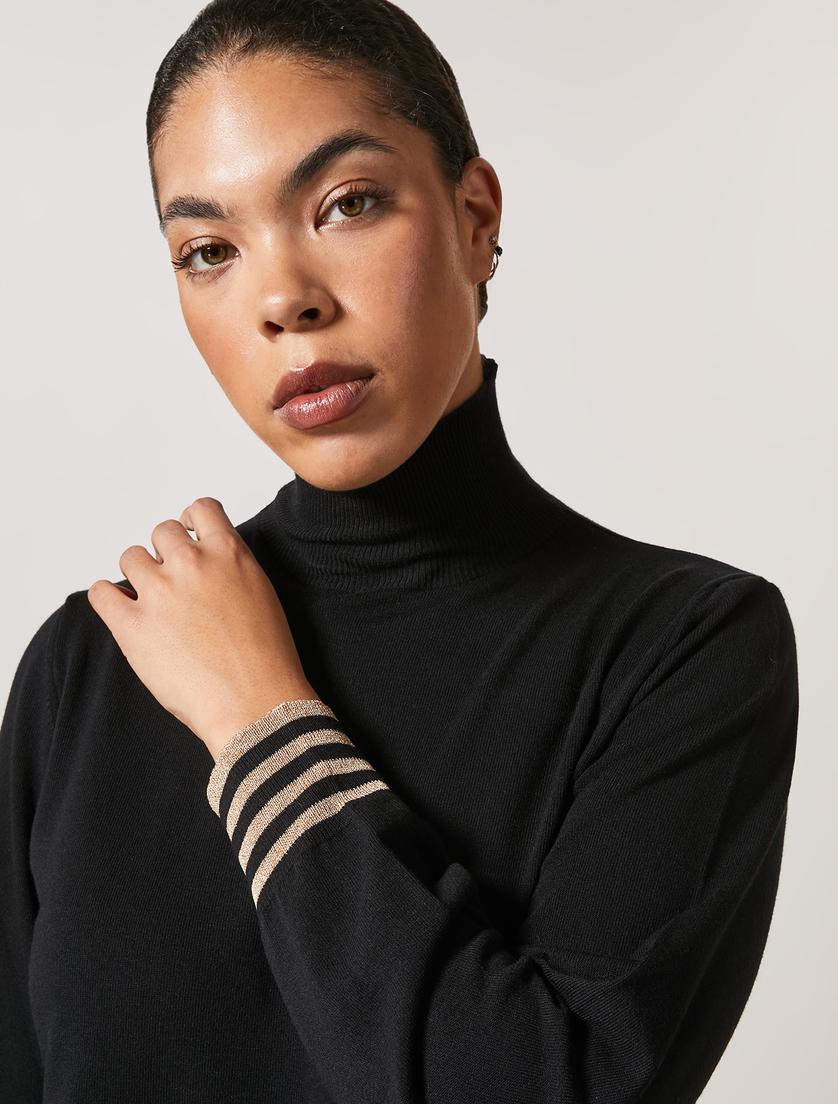 Rollkragenpullover aus Viskose - Schwarz - Marina Rinaldi - 2