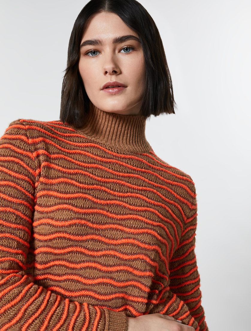 Turtleneck jumper in lurex yarn - Brown - Marina Rinaldi - 2