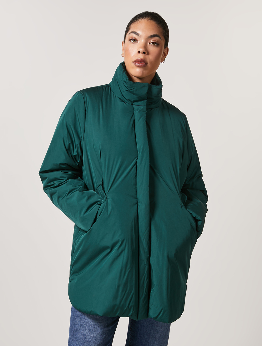 Satin-feel canvas down jacket - Dark green - Marina Rinaldi