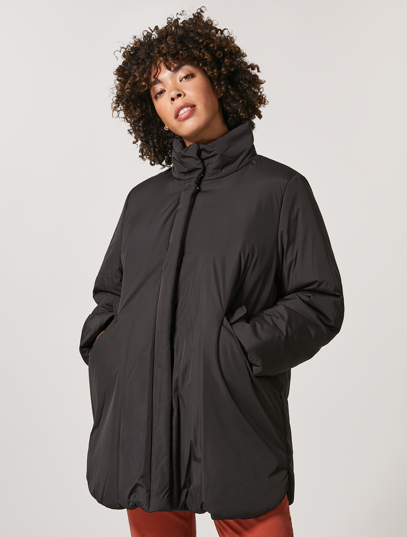 Satin-feel canvas down jacket - Black - Marina Rinaldi