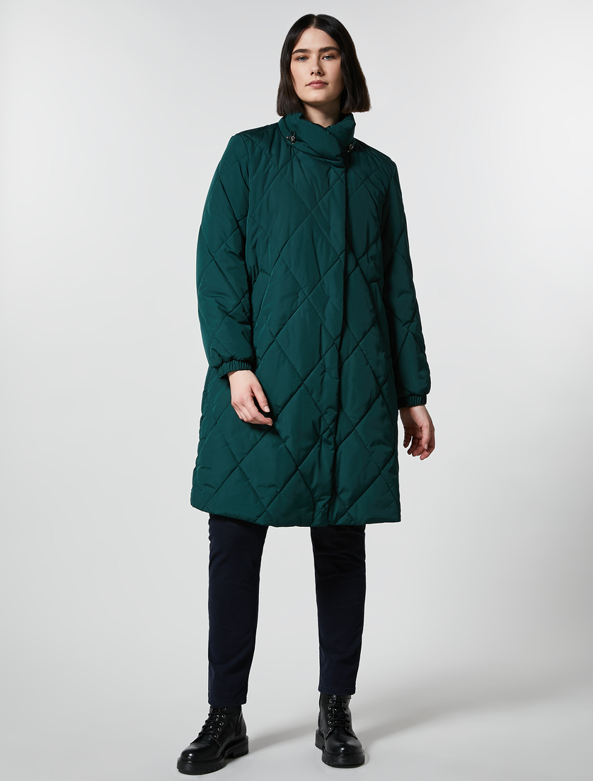 Satin-feel canvas down jacket - Dark green - Marina Rinaldi