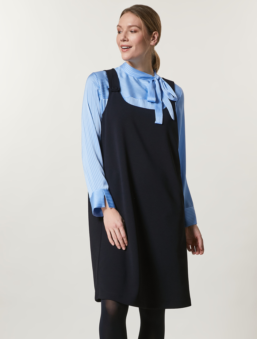 Stretch crepe jersey dress - Dark navy - Marina Rinaldi