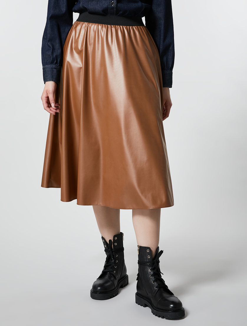 Coated jersey skirt - Brown - Marina Rinaldi - 2