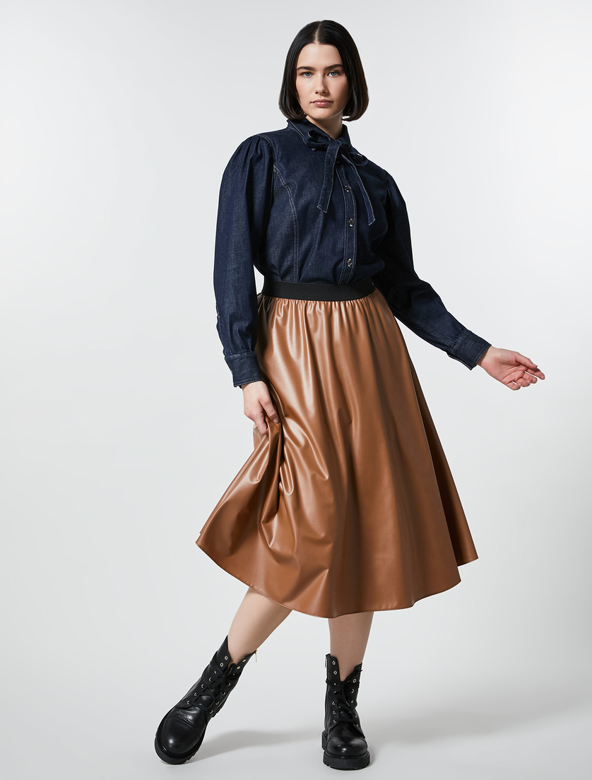 Coated jersey skirt - Brown - Marina Rinaldi - 5