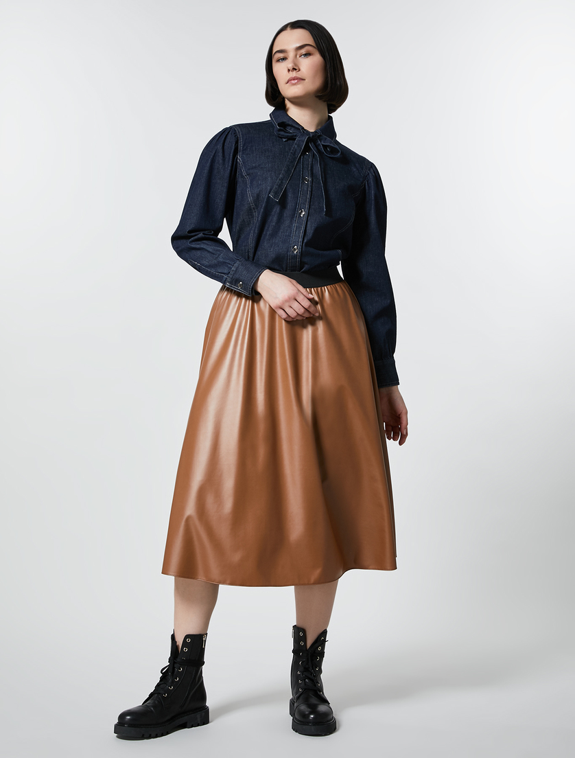 Coated jersey skirt - Brown - Marina Rinaldi