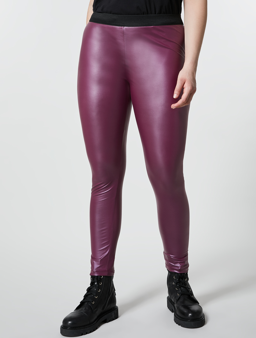 Coated jersey leggings - Purple - Marina Rinaldi - 2