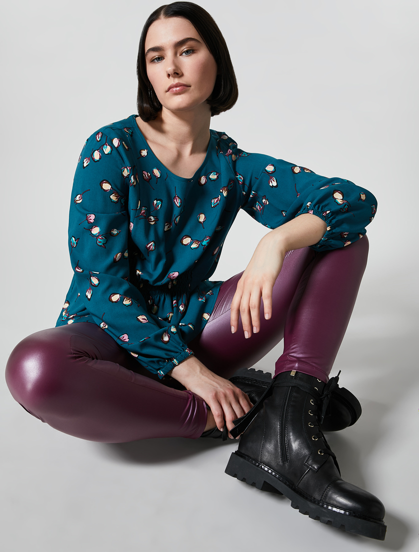 Coated jersey leggings - Purple - Marina Rinaldi - 5