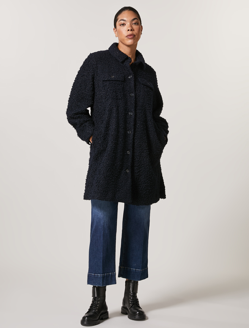 Bouclé jersey jacket - Dark navy - Marina Rinaldi