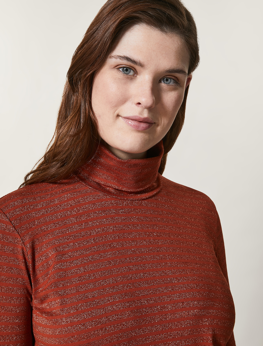 Jersey polo-neck T-shirt - Rust - Marina Rinaldi - 2
