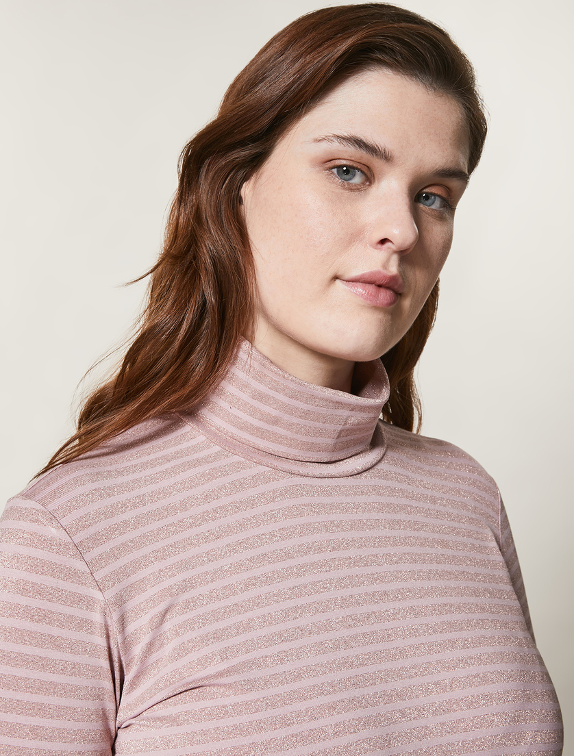Jersey polo-neck T-shirt - Pink - Marina Rinaldi - 2