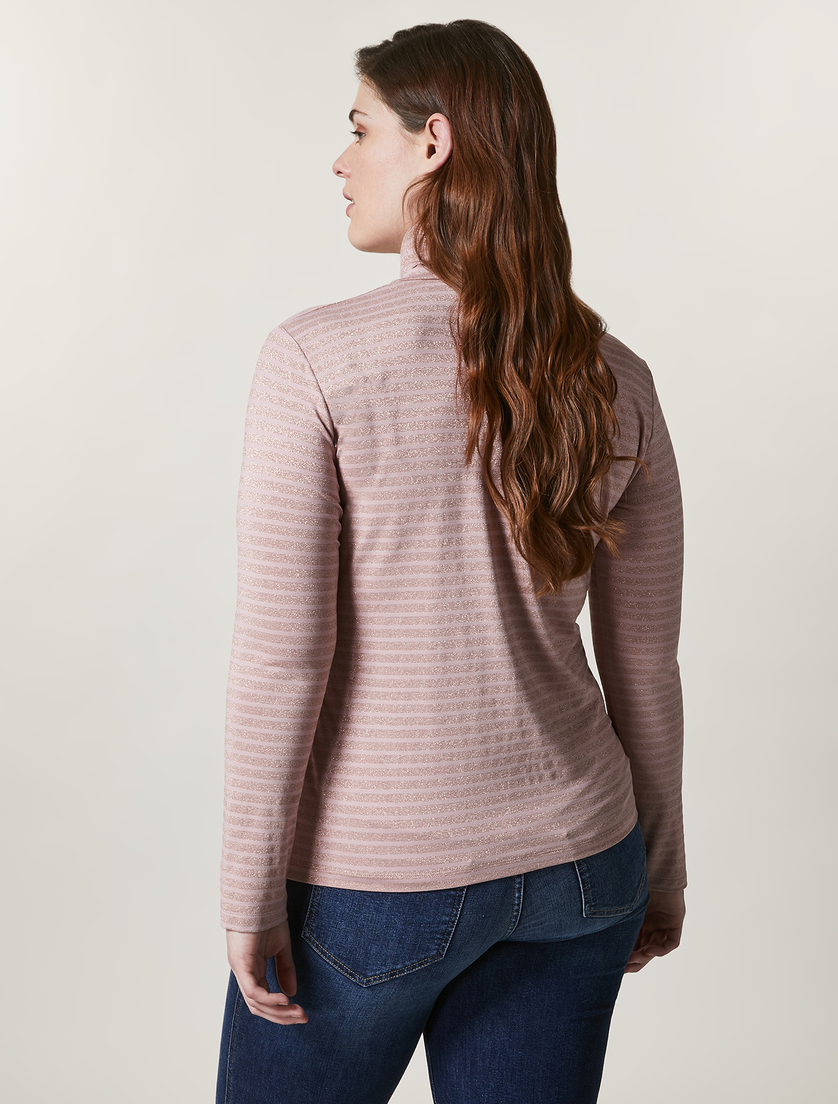 Jersey polo-neck T-shirt - Pink - Marina Rinaldi - 3