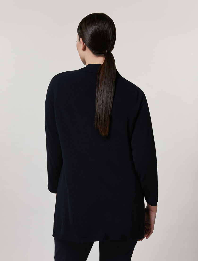 Cardigan aus Viskose und Baumwolljacquard - Dunkelblau - Marina Rinaldi - 3