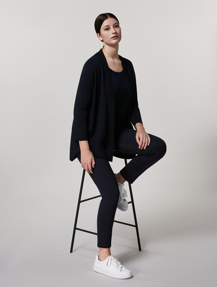 Cardigan aus Viskose und Baumwolljacquard - Dunkelblau - Marina Rinaldi - 4