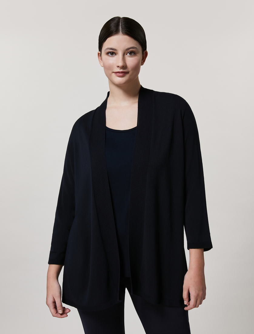 Cardigan aus Viskose und Baumwolljacquard - Dunkelblau - Marina Rinaldi