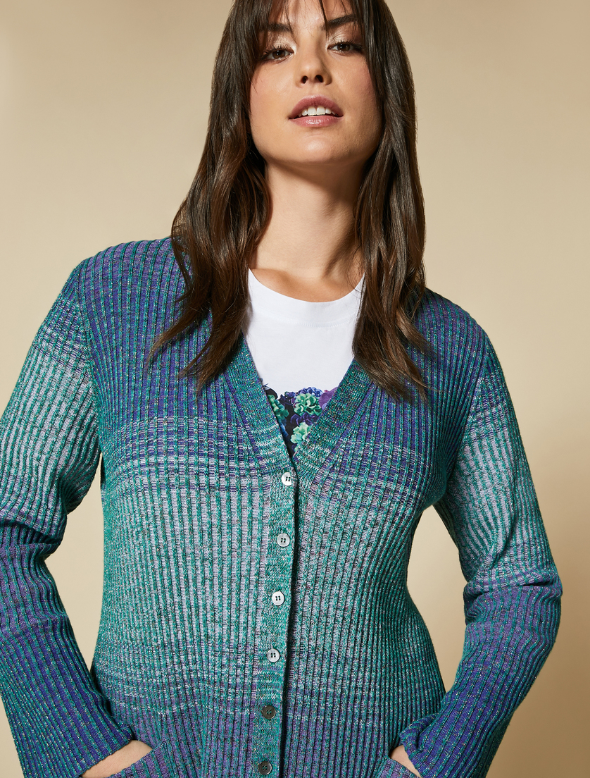 Cardigan in viscosa a coste - Viola - Marina Rinaldi - 2