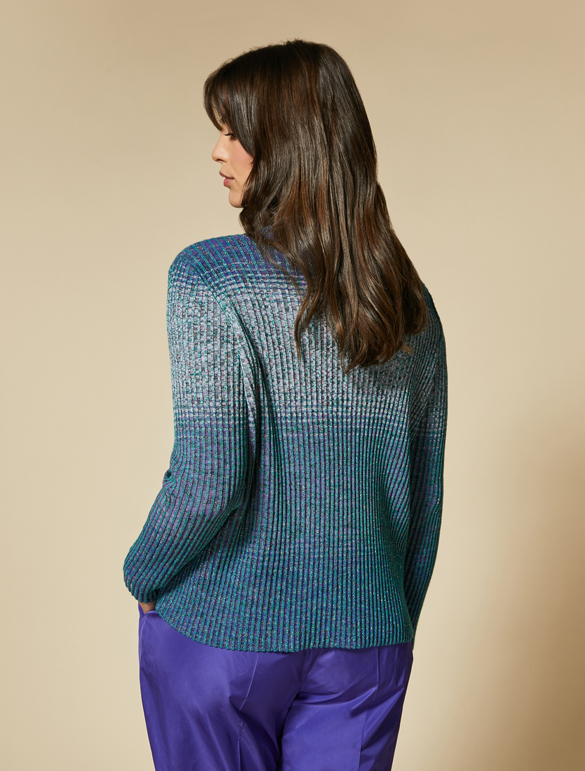 Rib-knit viscose sweater - Purple - Marina Rinaldi - 3