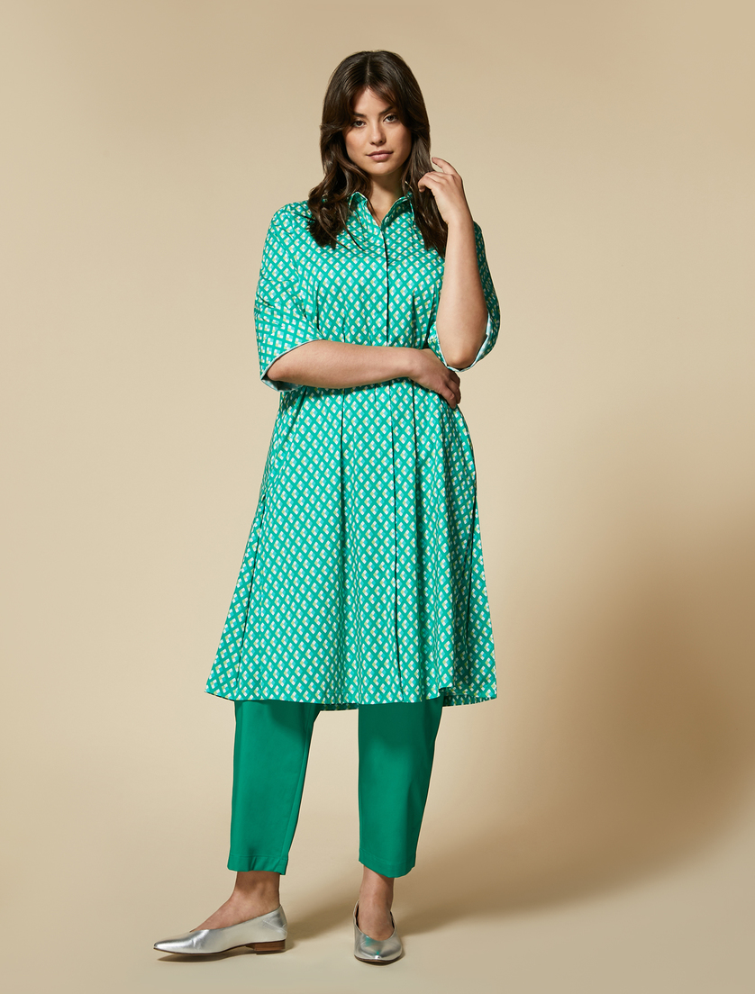 Hemdblusenkleid aus bedruckter Baumwolle - Grün - Marina Rinaldi - 4