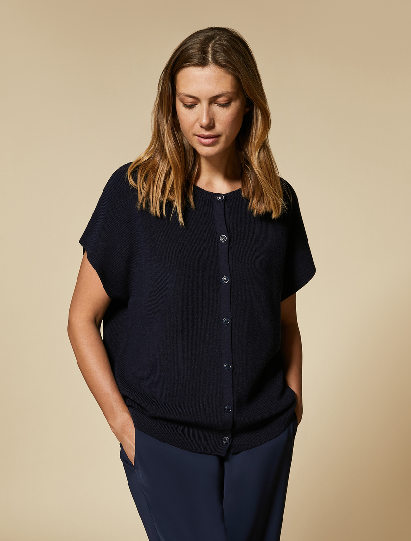 Pure wool cardigan - Dark navy - Marina Rinaldi