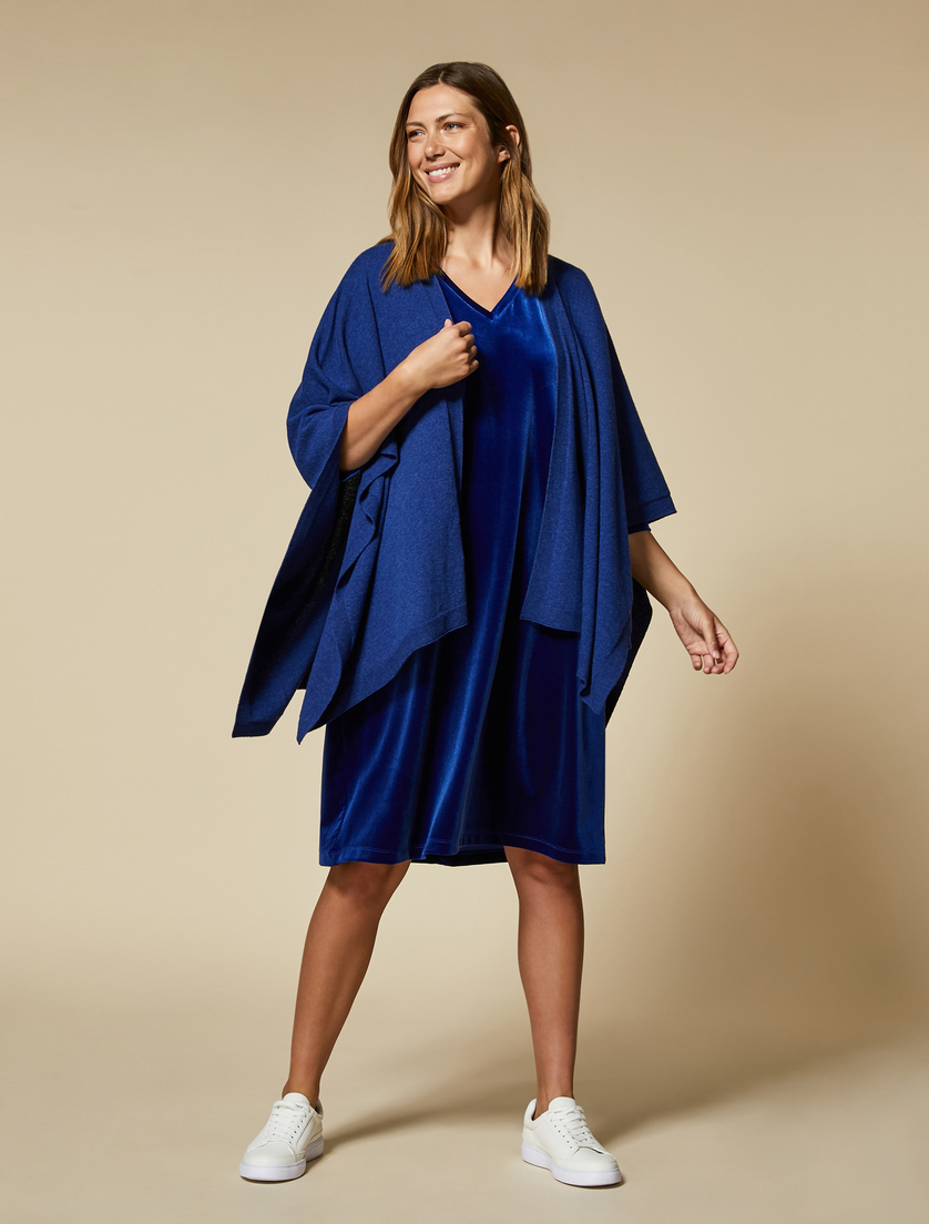 Abito in jersey di velluto fluido - Blu cina - Marina Rinaldi - 4