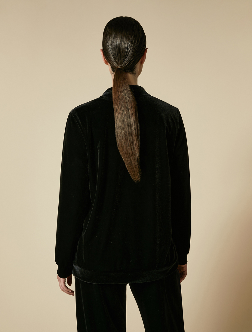 Fluid velvet jersey jacket - Black - Marina Rinaldi - 3