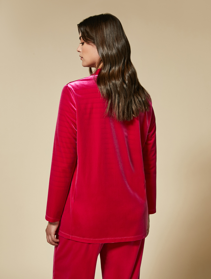 Fluid velvet jersey blazer - Wisteria - Marina Rinaldi - 3