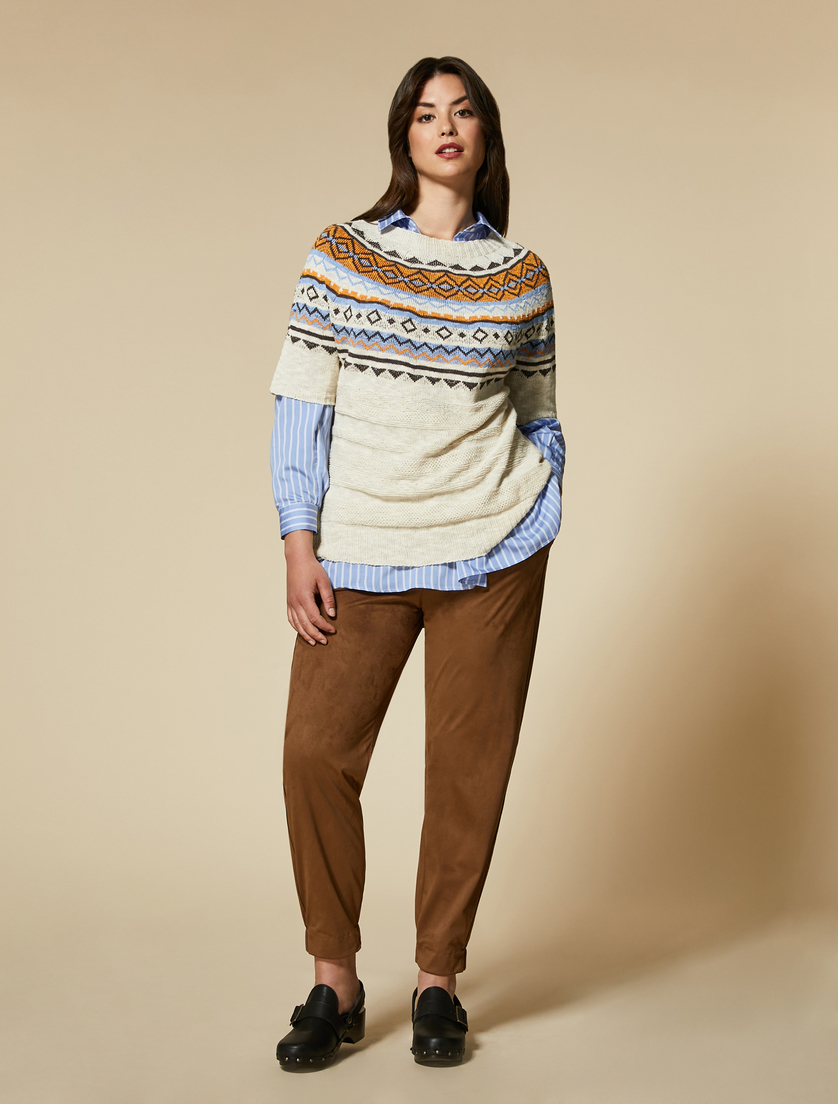 Buckskin jersey trousers - Dark brown - Marina Rinaldi - 5