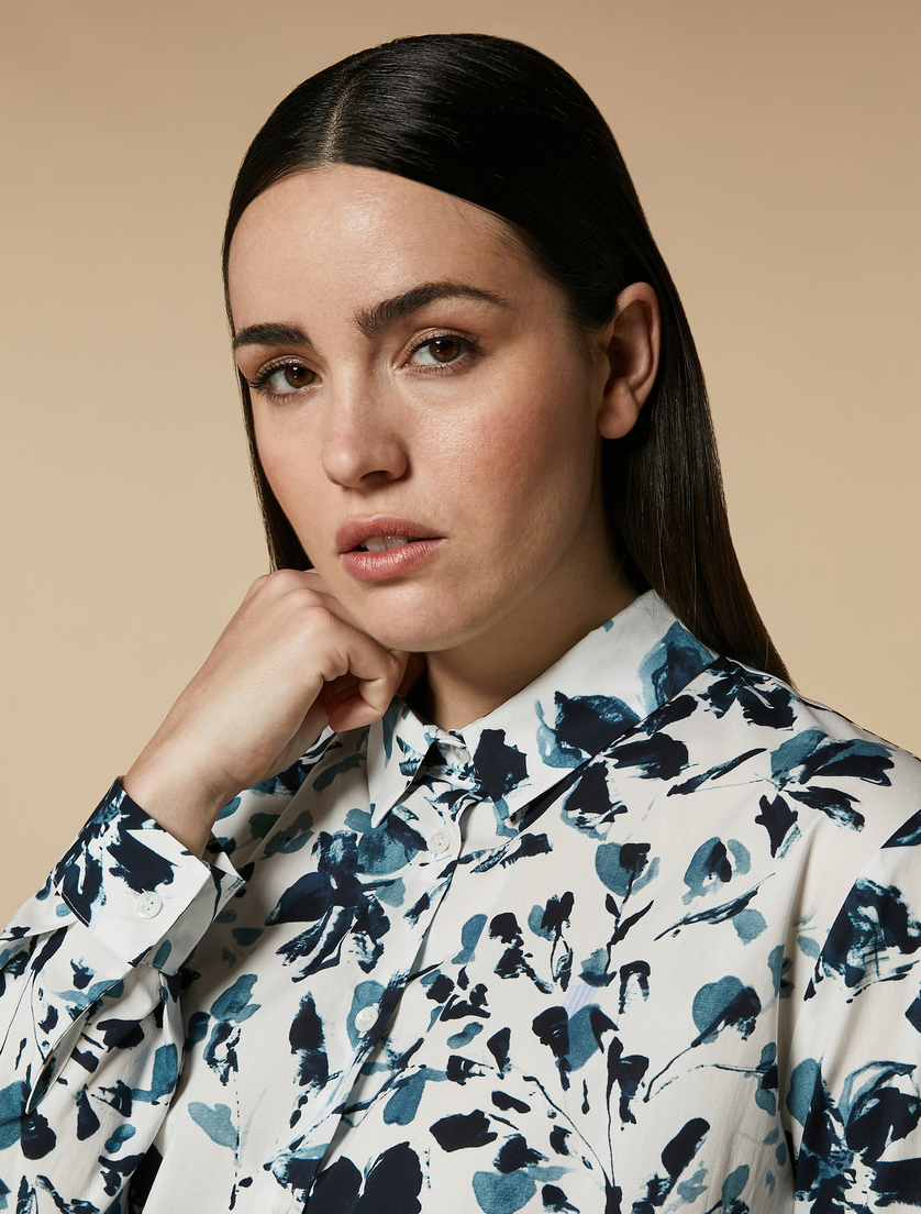 Printed poplin shirt, ivory Marina Rinaldi