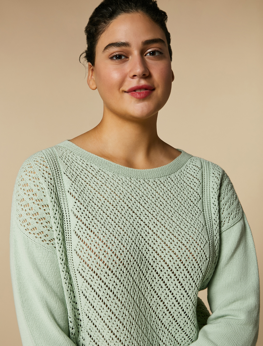 Seamless cotton sweater, pastel green Marina Rinaldi