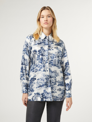 MARINA RINALDI 長袖シャツ MC-CT02 黒・青・白 円形模様 MARINA RINALDI 長袖シャツ MC-CT02 黒・青・白 円形模様