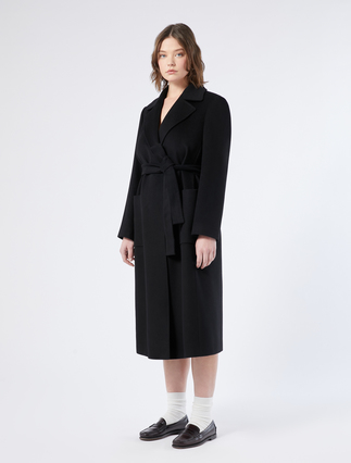 Pure wool broadcloth coat - BLACK