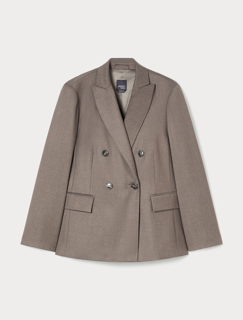 Blazer à double boutonnage en flanelle - BRUN FONCE - Marina Rinaldi Blazer à double boutonnage en flanelle - BRUN FONCE - Marina Rinaldi