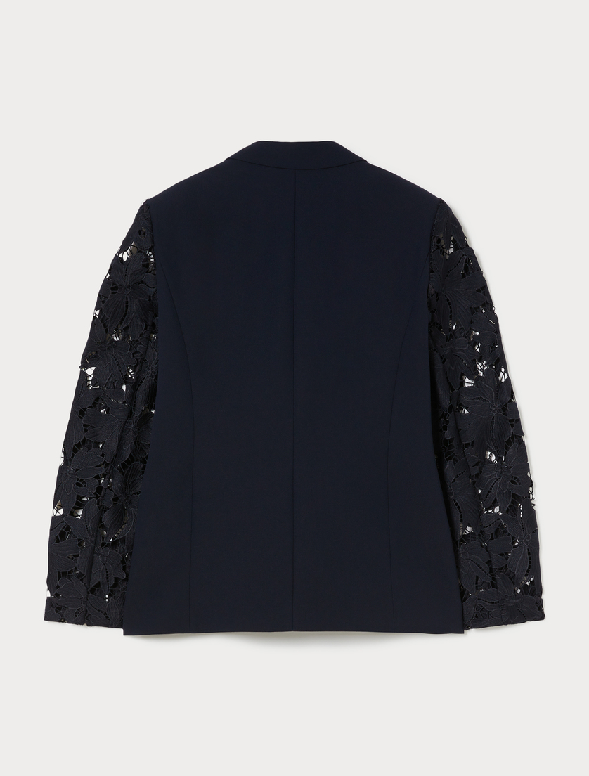 Crêpe and lace blazer - NAVY - Marina Rinaldi - 4