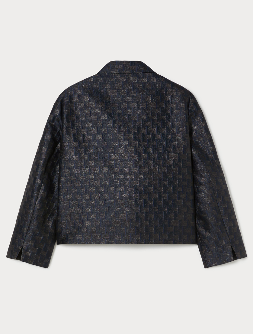 Yarn-dyed jacquard jacket - NAVY - Marina Rinaldi - 4 Yarn-dyed jacquard jacket - NAVY - Marina Rinaldi - 4