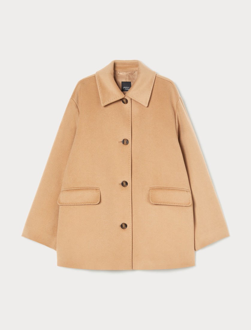 Pure wool broadcloth pea coat - BEIGE - Marina Rinaldi