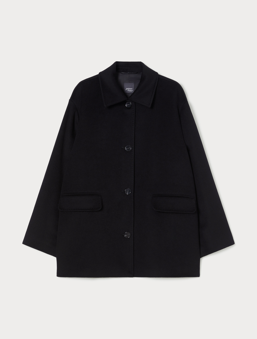 Pure wool broadcloth pea coat - BLACK - Marina Rinaldi Pure wool broadcloth pea coat - BLACK - Marina Rinaldi